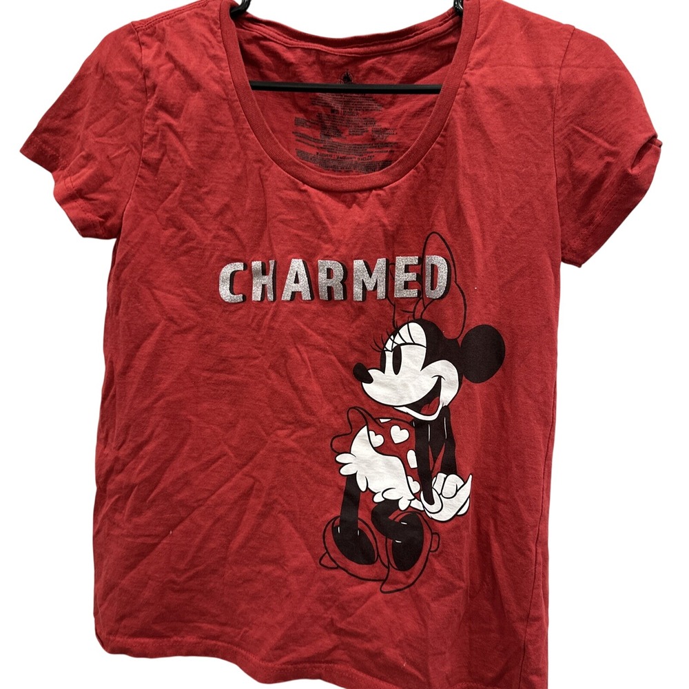 Disney Minnie Mouse "Charmed"‎ Red Graphic T Shirt Women's Top
